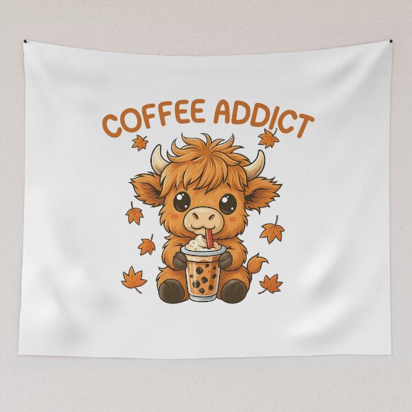 Item preview, Cute Highland Cow Coffee Addict Fall Season designed and sold by thebest-2studio.