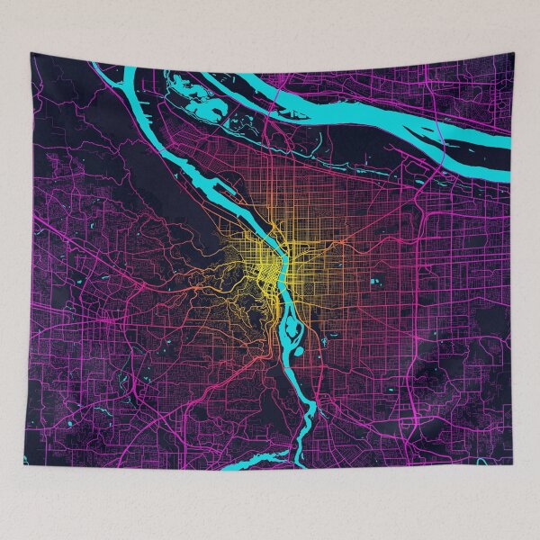 Item preview, Portland City Map of Oregon, USA - Neon designed and sold by deMAP.