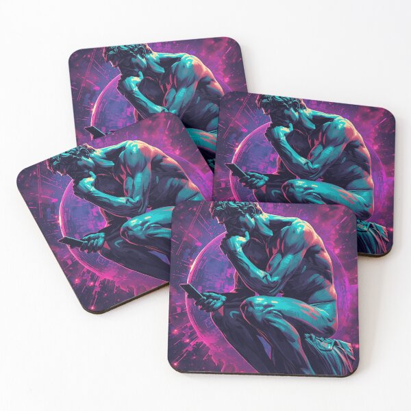 Item preview, Digital Thinker – Modern Statue with Smartphone Neon Art designed and sold by MoxieandWitt.