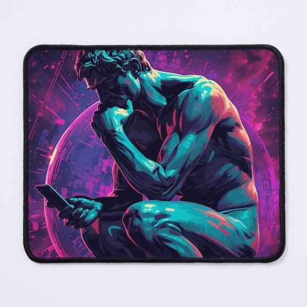 Item preview, Digital Thinker – Modern Statue with Smartphone Neon Art designed and sold by MoxieandWitt.