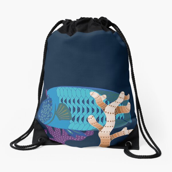Fish Wrasse Genuine Aboriginal Art 4 Drawstring Bag