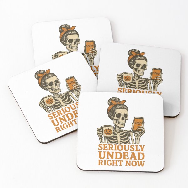 Item preview, Seriously Undead Right Now Funny Skeleton Spooky Season Coffee Halloween Design designed and sold by inkoutninja.