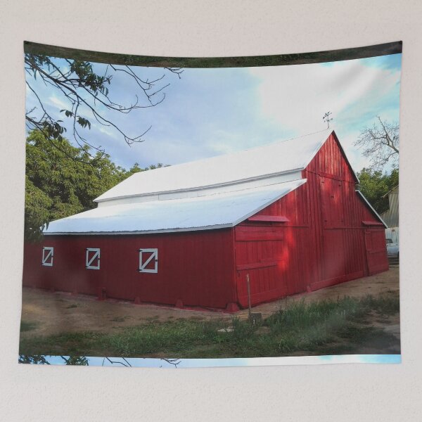 Item preview, red barn on a summer day designed and sold by Lizzilzil.