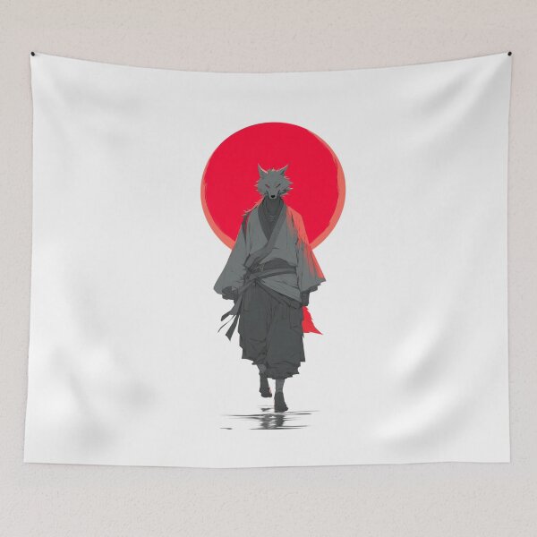 Item preview, Anime Samurai Wolf – Japanese Red Moon Character designed and sold by Meiersbeste.