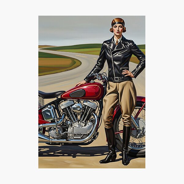 Item preview, LA MOTOCYCLISTE (The Motorcyclist) - Original Art Deco Artwork designed and sold by elektronen.