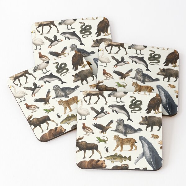 Item preview, Animals of Scandinavia Retro Wildlife Illustration Chart designed and sold by kakarikihill.
