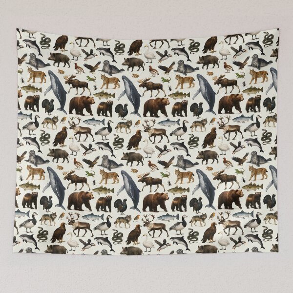 Item preview, Animals of Scandinavia Retro Wildlife Illustration Chart designed and sold by kakarikihill.