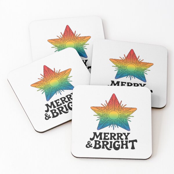 Item preview, Radiant Rainbow Star with Playful “Merry & Bright” Holiday Phrase designed and sold by SplashTastic.