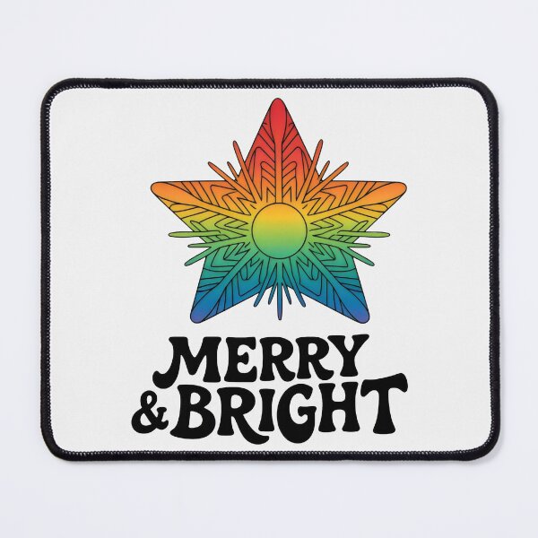 Item preview, Radiant Rainbow Star with Playful “Merry & Bright” Holiday Phrase designed and sold by SplashTastic.