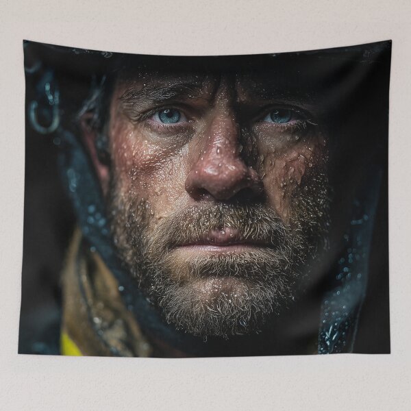 Item preview, Brave in the Rain: Firefighter Portrait designed and sold by ArgentoArt.
