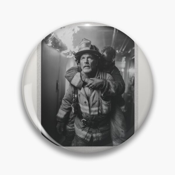 Item preview, Vintage Black & White Firefighter Carrying Survivor Photo Art designed and sold by ArgentoArt.
