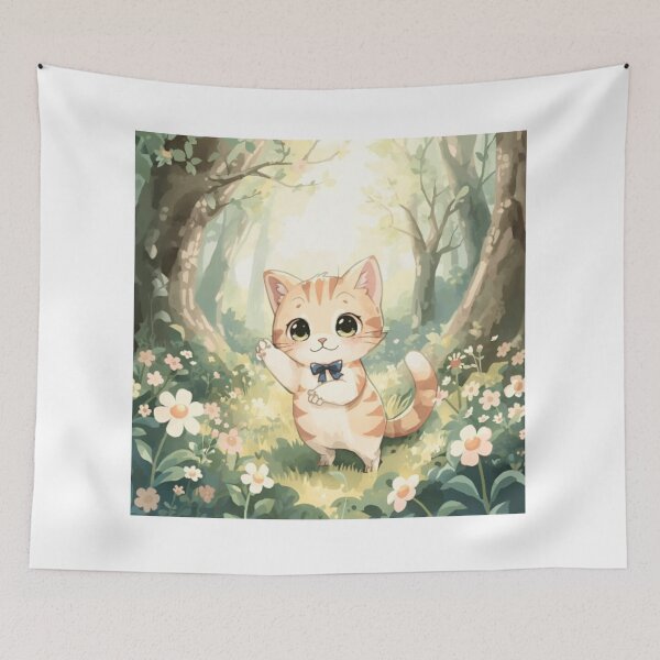 Item preview, Cute anime cat in forest designed and sold by aestheticsnow42.