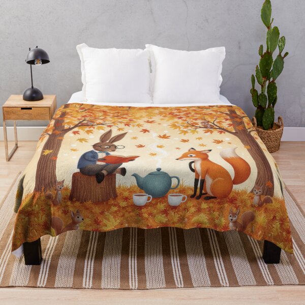 Item preview, Autumn Tea Time with Fox and Rabbit designed and sold by Whimsical Hug.