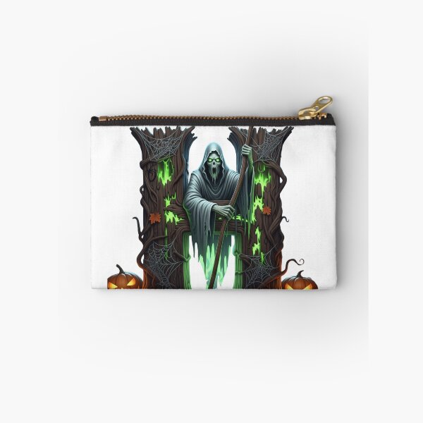Item preview, Grim Reaper Halloween Art – Spooky Haunted Night with Pumpkins & Cobwebs designed and sold by PatternXS.