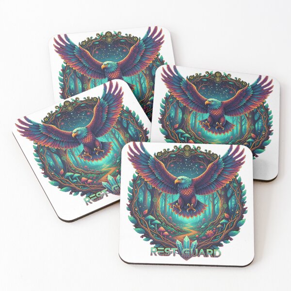Item preview, Eagle Guardian Fantasy Forest Art – Mystical Night Illustration designed and sold by Form & Flow.