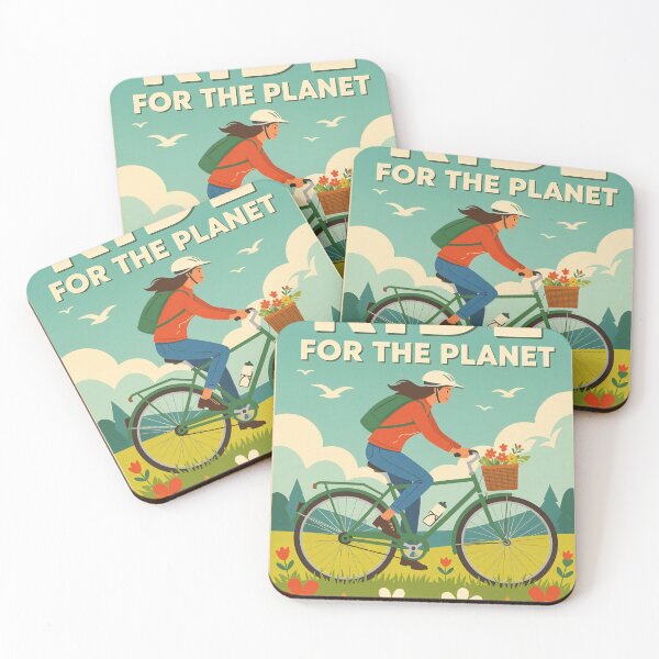Item preview, Cycling through a vibrant landscape with flowers and a message for environmental awareness designed and sold by SpaceartLilu.