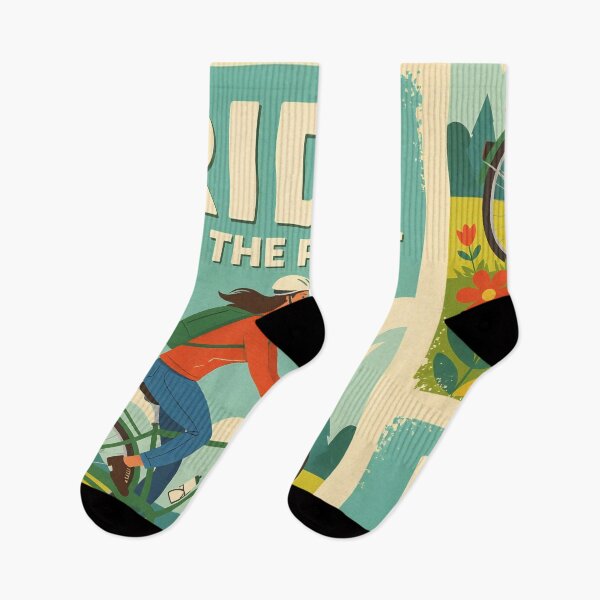 Item preview, Cycling through a vibrant landscape with flowers and a message for environmental awareness designed and sold by SpaceartLilu.