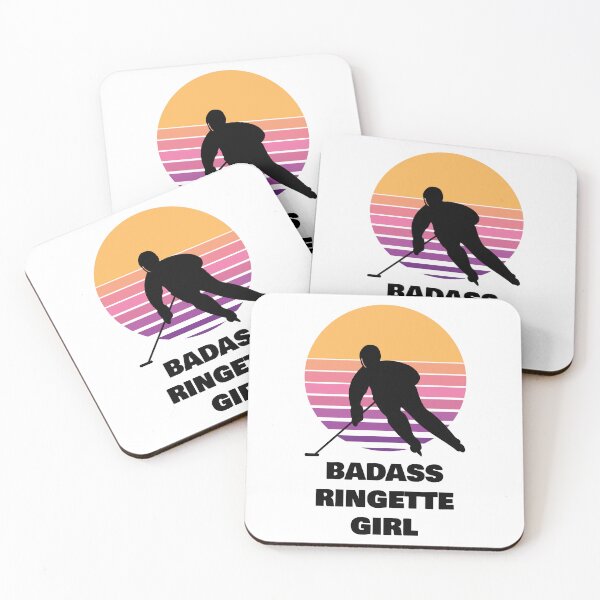 Item preview, Badass Ringette Girl – Silhouette Against Retro Sunset Gradient designed and sold by EmeraldeaArt.