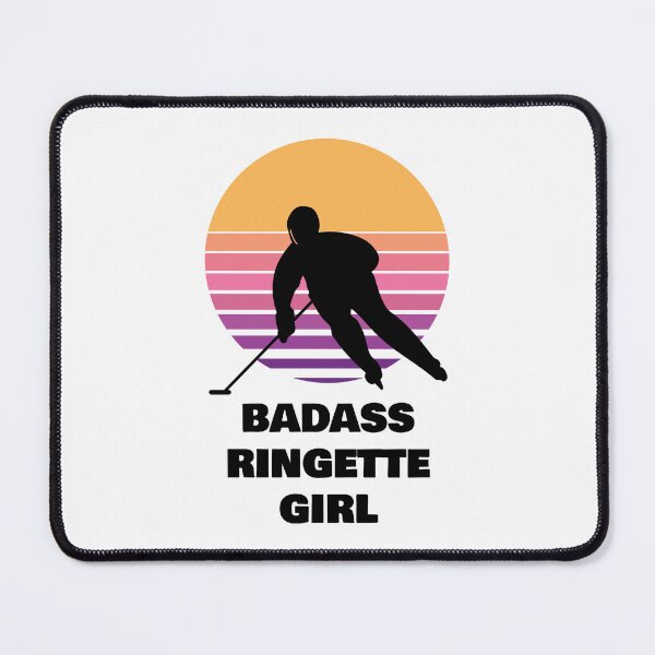 Item preview, Badass Ringette Girl – Silhouette Against Retro Sunset Gradient designed and sold by EmeraldeaArt.