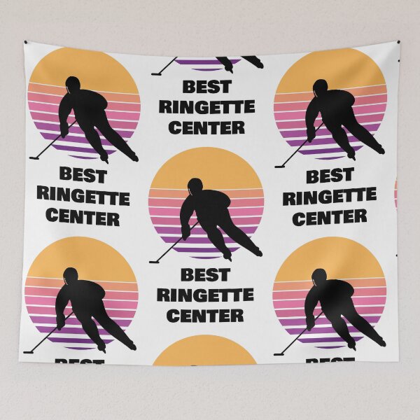 Item preview, Best Ringette Center – Silhouette Against Retro Sunset Gradient designed and sold by EmeraldeaArt.
