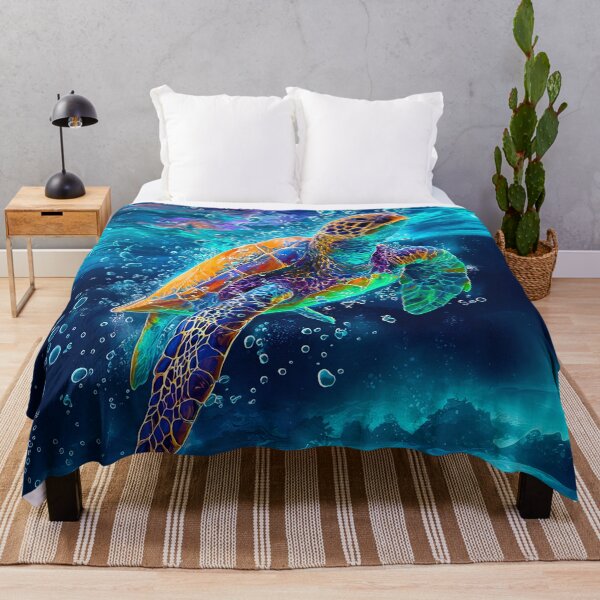 Item preview, Colorful Sea Turtle Swimming designed and sold by foxstudio2000.
