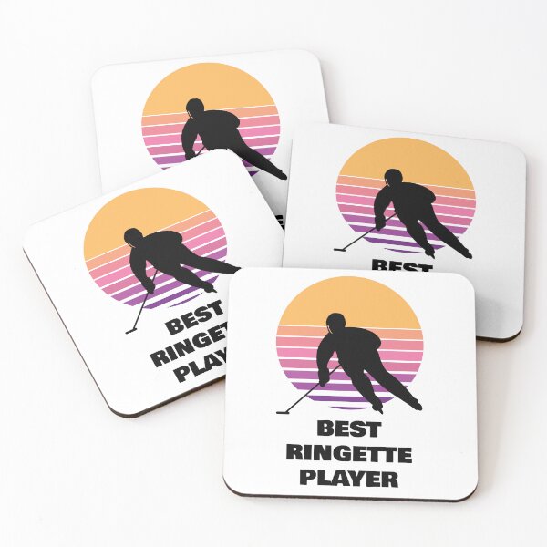 Item preview, Best Ringette Player – Silhouette Against Retro Sunset Gradient designed and sold by EmeraldeaArt.
