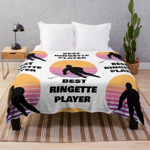 Item preview, Best Ringette Player – Silhouette Against Retro Sunset Gradient designed and sold by EmeraldeaArt.