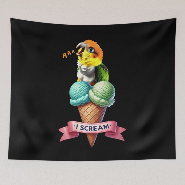 Item preview, I Scream White Bellied Caique Parrot Lover Birding designed and sold by Kimberley King Art  King Art.