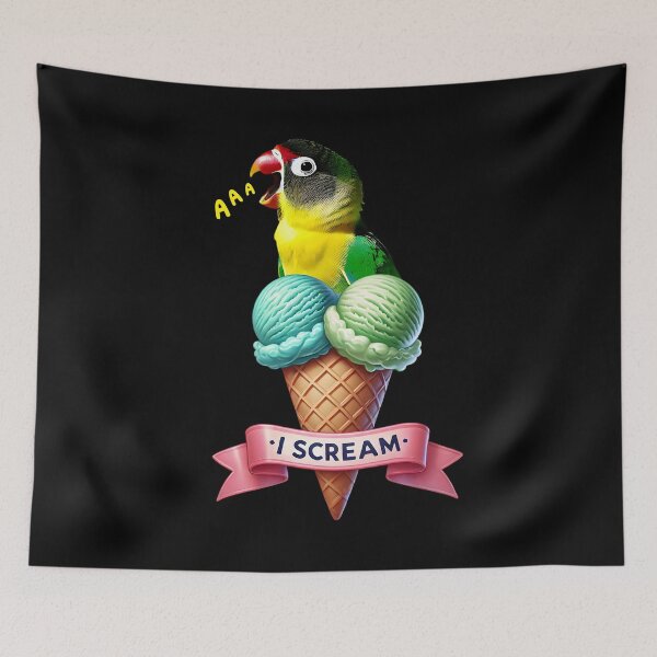 Item preview, I Scream Yellow-collared Lovebird Parrot Lover Birding designed and sold by Kimberley King Art  King Art.
