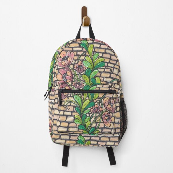 Item preview, Floral Illustration on Brick Wall | Hand Drawn Marker Art designed and sold by ColorWander.