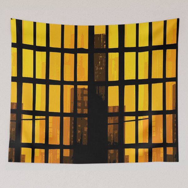 Item preview, Abstract yellow windows featuring urban geometry and industrial style. designed and sold by Piotrek0001.