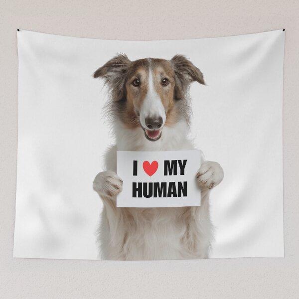 Item preview, Cute Borzoi dog with Signboard I love my Human  designed and sold by LazyOwlStore.