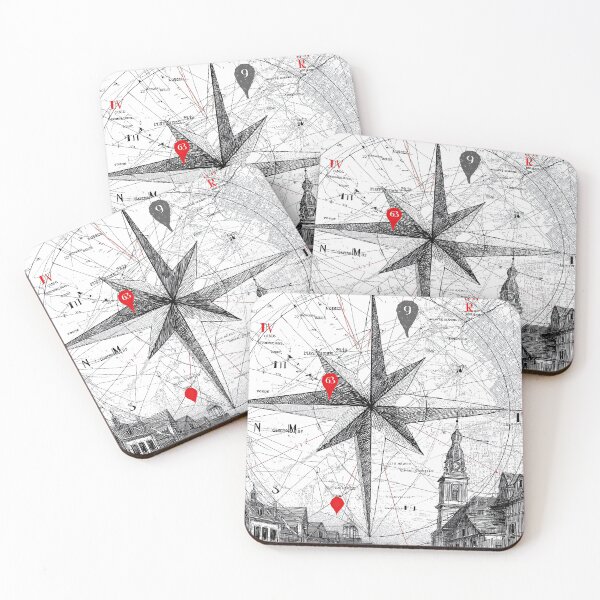 Item preview, Old city map with a compass urban explorer drawing. designed and sold by Piotrek0001.