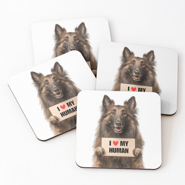 Item preview, Cute Belgian Tervuren dog with Signboard I love my Human  designed and sold by LazyOwlStore.