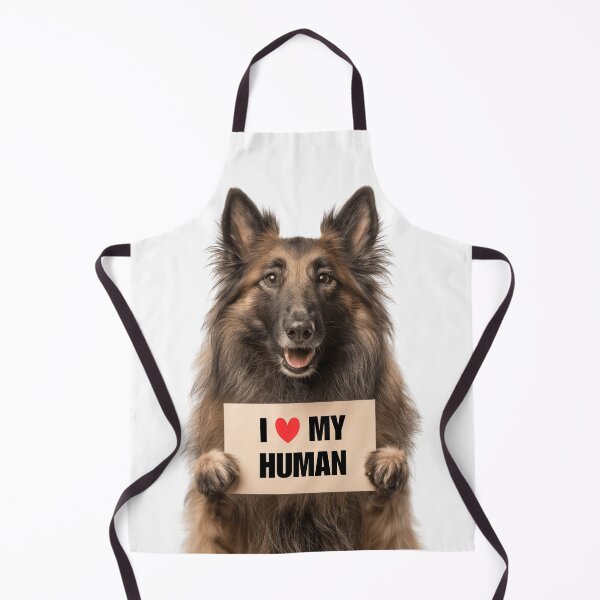 Item preview, Cute Belgian Tervuren dog with Signboard I love my Human designed and sold by LazyOwlStore.