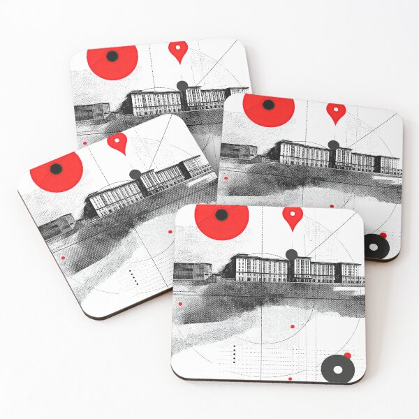 Item preview, Abstract architectural composition with red accents in style. designed and sold by Piotrek0001.