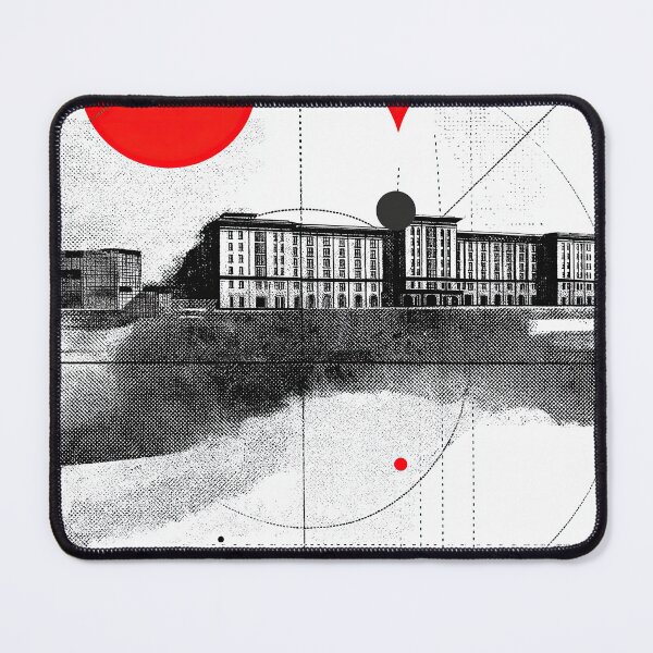 Item preview, Abstract architectural composition with red accents in style. designed and sold by Piotrek0001.