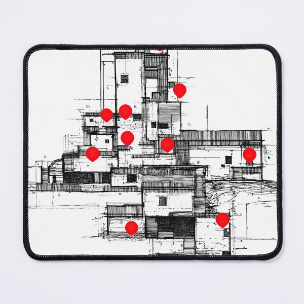 Item preview, Architectural sketch building plan with red navigation points. designed and sold by Piotrek0001.