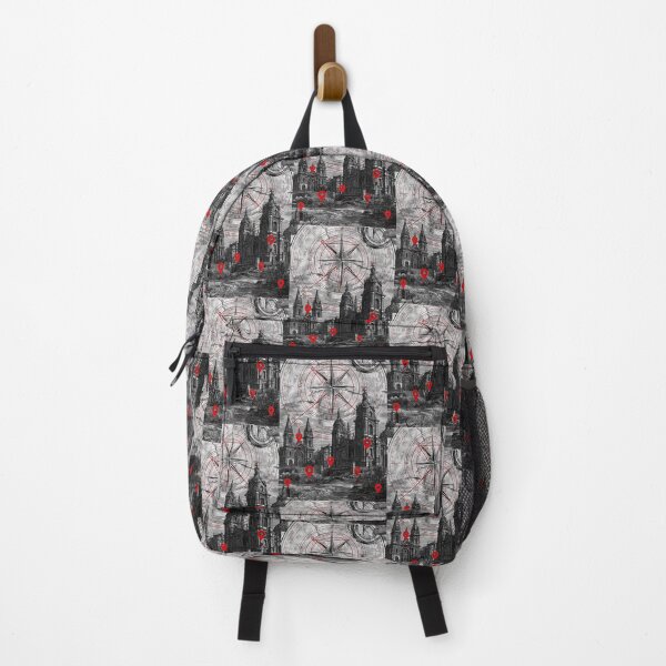 Item preview, Abstract city skyline with compass industrial collage art. designed and sold by Piotrek0001.