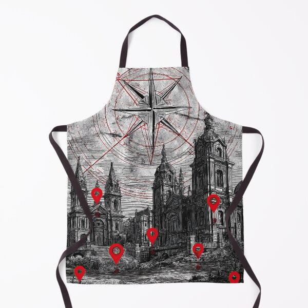 Item preview, Abstract city skyline with compass industrial collage art. designed and sold by Piotrek0001.