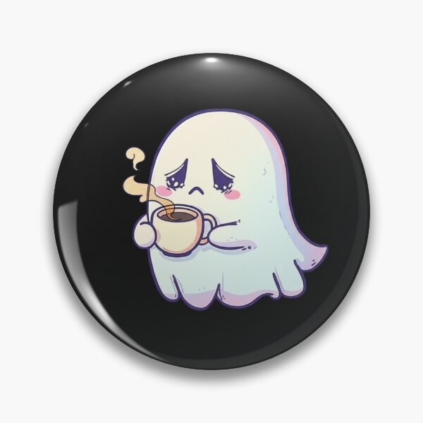 Item preview, Chibi Ghost with Coffee – Cute Funny Kawaii Halloween Design designed and sold by ColorSplash123.