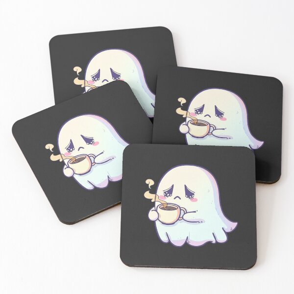 Item preview, Chibi Ghost with Coffee – Cute Funny Kawaii Halloween Design designed and sold by ColorSplash123.