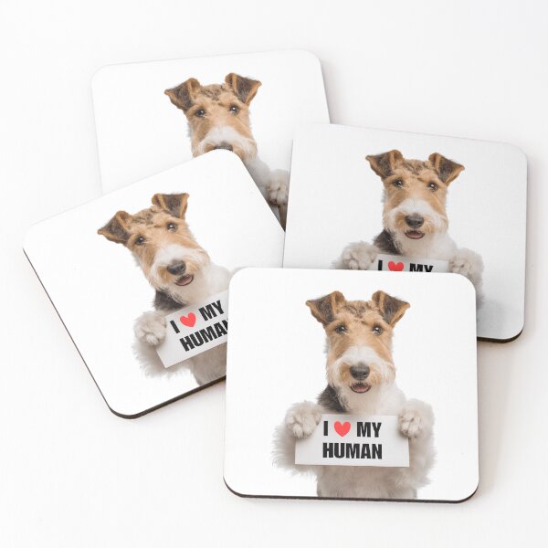 Item preview, Cute Wire Fox Terrier dog with Signboard I love my Human  designed and sold by LazyOwlStore.