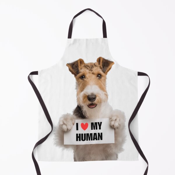 Item preview, Cute Wire Fox Terrier dog with Signboard I love my Human designed and sold by LazyOwlStore.
