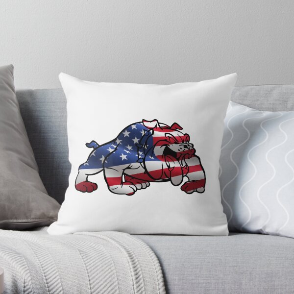 Red, White, and Bulldog Throw Pillow