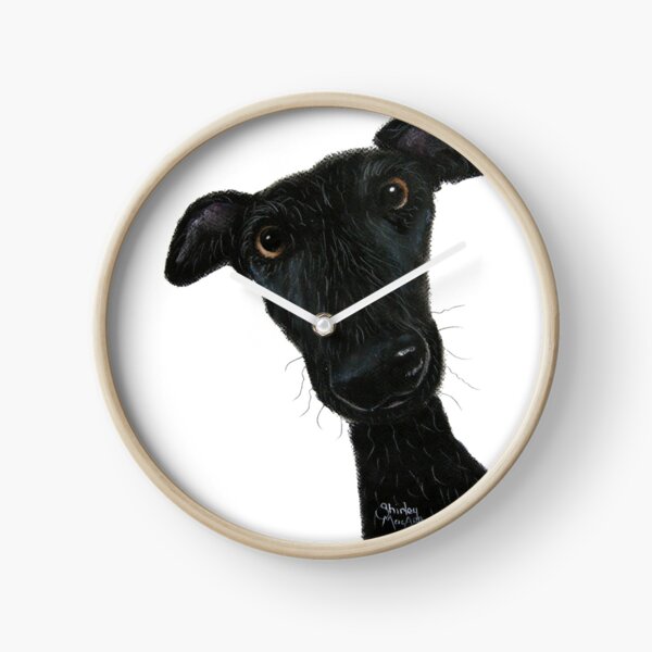 Whippet Greyhound Dog PRiNT 'Hank' by Shirley MacArthur Clock