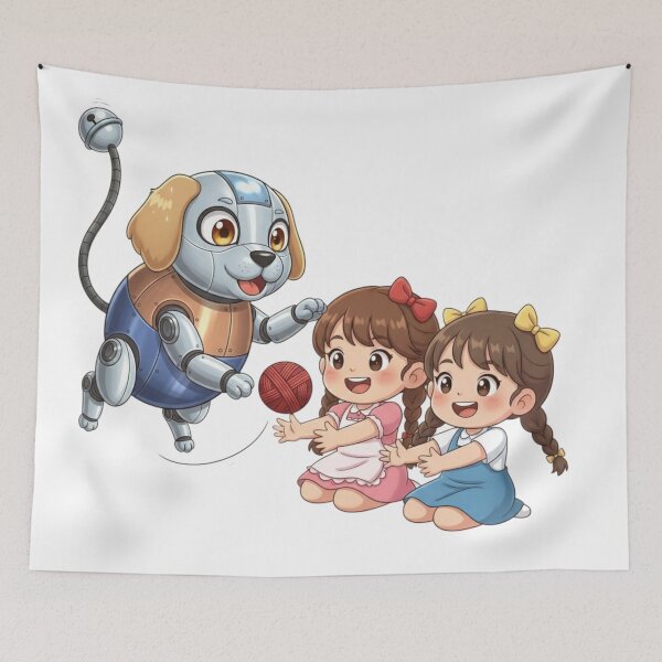 Item preview, Girl and Robot Dog designed and sold by PP&RAINBOW SHOP.