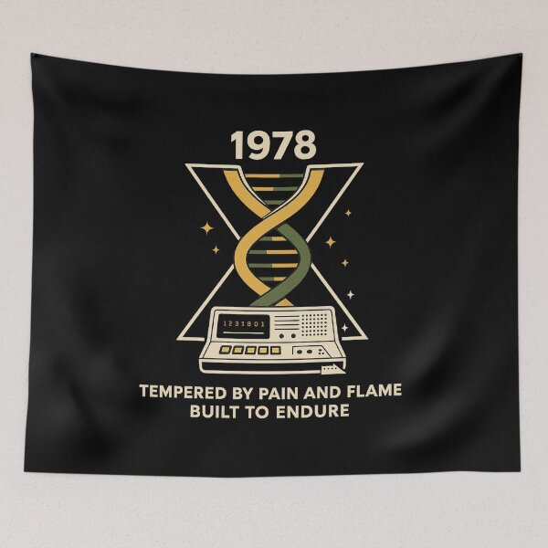 Item preview, Generation X DNA Helix — 1978 Tech Motifs — Tempered by Pain and Flame • Built to Endure Tee designed and sold by Purdiole-art.