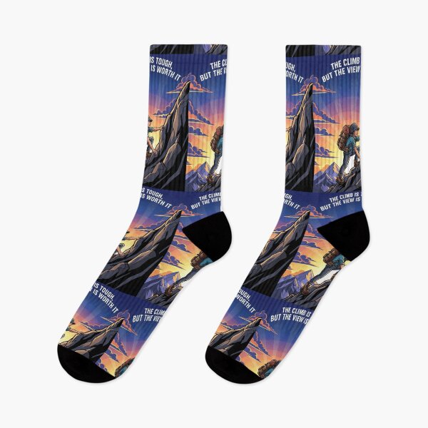 Item preview, Motivational Hiker Climbing Mountain at Sunrise designed and sold by INNER WINNER YOU.