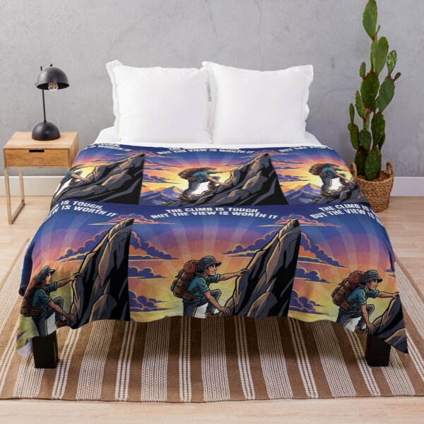 Item preview, Motivational Hiker Climbing Mountain at Sunrise designed and sold by INNER WINNER YOU.